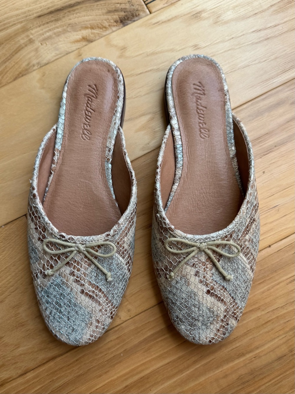 Madewell The Adelle Ballet Mule flats in Snake Embossed Leather MC678 Size 6.5